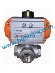 DIN/API pneumatic stainless steel three way ball valve